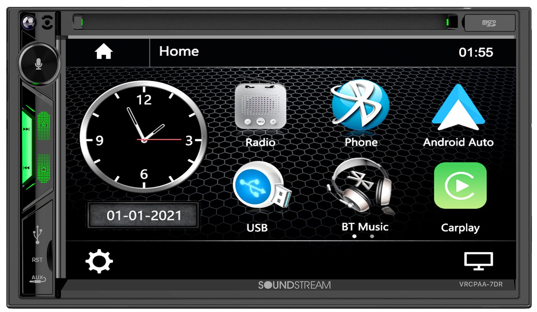 Soundstream Vrcpaa 7Dr Double Din Car Stereo   7� Touchscreen Display, Apple Carplay & Android Auto Headunit, Bluetooth Multimedia Car Stereo, Am/Fm Radio Receiver, Usb, Sd, Cd/Dvd Player